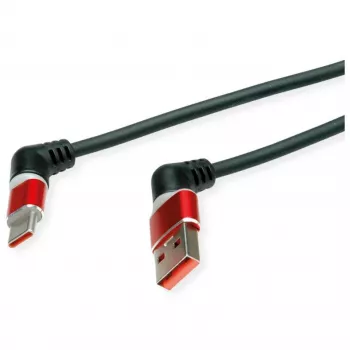 ROLINE cable USB 2.0 Type-C - Type-A ST/ST rotación 360° negro rojo 1 m 11.02. - Cable - Digital/Datos