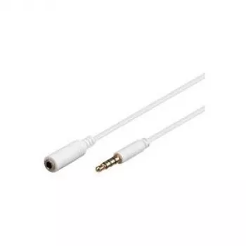 Wentronic Goobay Cable alargador de jack de 3,5 mm, Blanco, 1,5 m – Conector jack de 3,5 mm macho (4 polos, estéreo) > Conector hembra jack de 3,5 mm (4 polos, estéreo) (62361)