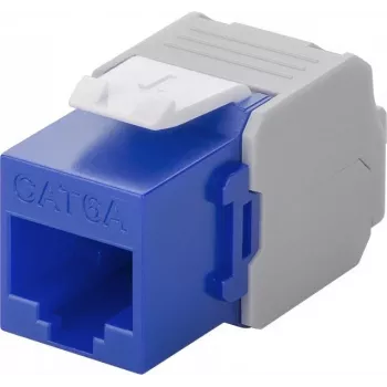 Wentronic Goobay CAT 6a KeyStone conector hembra RJ45, no apantallado, 500 MHz, azul-blanco (90688)