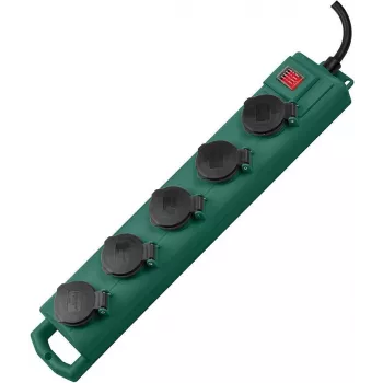 Alargador enrollable Brennenstuhl 1159910215 5 m 5 tomas de corriente con contacto de protección para exterior negro verde