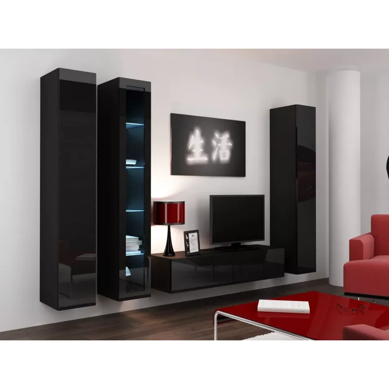 Vitrina Cama VIGO '180' 180/40/30 negro/negro brillo