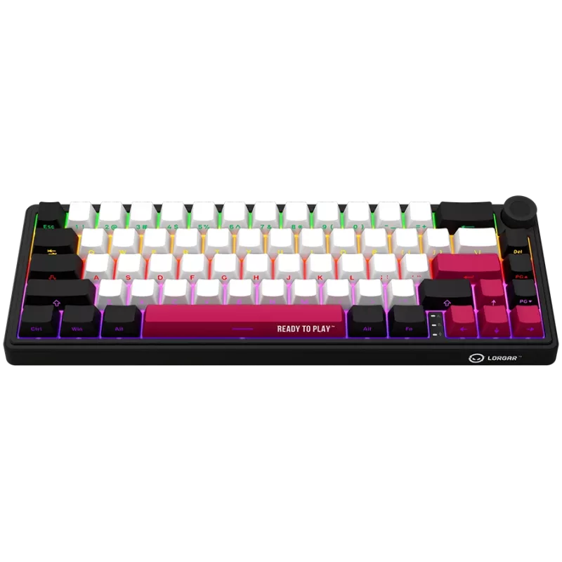 LORGAR KBP70MW, teclado gaming mecánico inalámbrico 65% Pro, negro/rojo, distribución EN