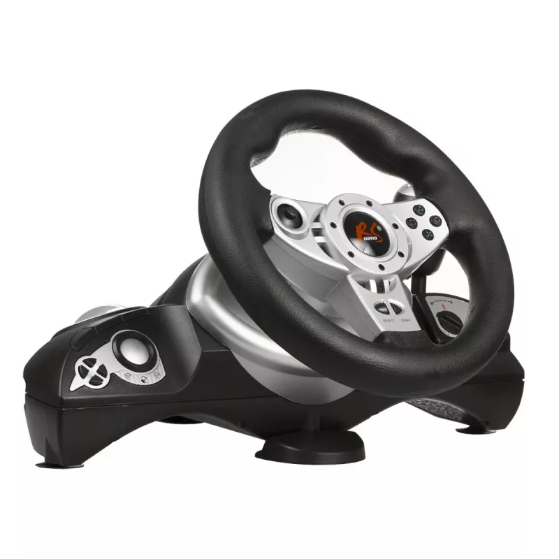 Volante nano rs RS700 con cable USB 270° de rotación, 10 botones, pedales, vibración, cable de 1,8 m