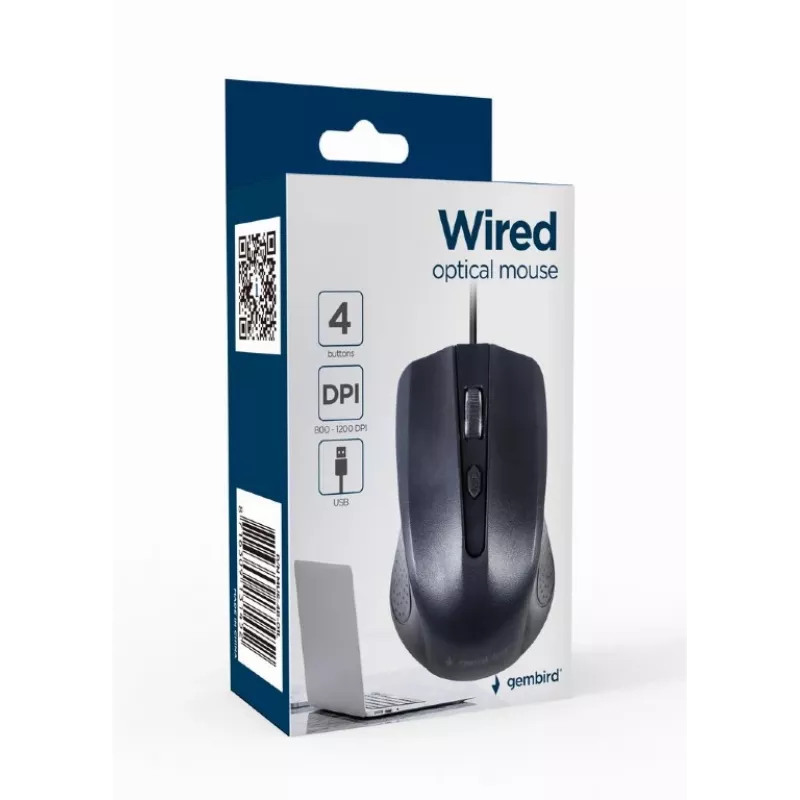 Ratón óptico negro USB cable de 1,8 m