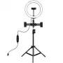 Anillo de luz LED 26 cm con trípode hasta 1,1 m y 3 soportes para móvil, USB