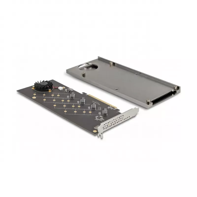 Tarjeta DeLOCK PCI Express 4.0 x16 a 4 x NVMe M.2 Key M internos con disipador y ventilador