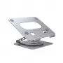 Unitek OT180SL01 soporte para portátil, de aluminio, para portátiles de 10–16 pulgadas (25,4–40,6 cm), giratorio 360°, plegable, inclinación ajustable, plateado