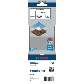 Banda de lijar Bosch Best for Wood and Paint X440, 75 x 480 mm, K60, 3 uds.