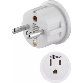 Goobay adaptador de red, blanco - toma EE. UU./Japón (tipo B, NEMA 5-15, 3 polos) > tipo F (tipo F, CEE 7/4) (45351)