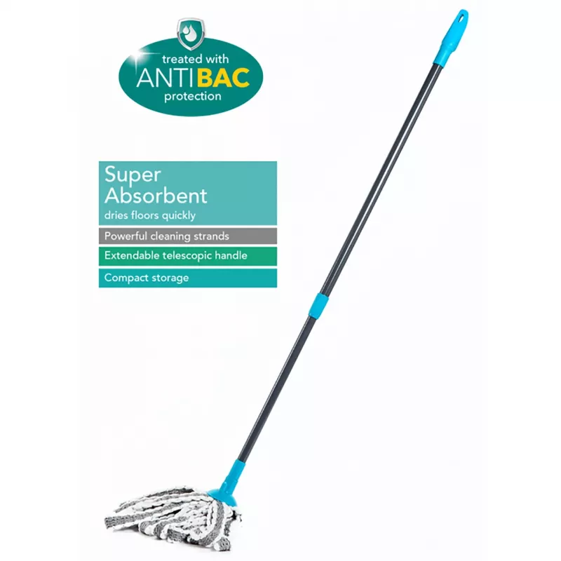 Fregona telescópica Beldray LA049179UFFEU7 con recambio antibacterias, mango ajustable