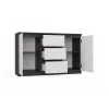 Cómoda 2 puertas 3 cajones top e shop M-MP-K-MAL-2D3S-ANTBIA — marco antracita, puertas blancas, 1200×750×400 mm
