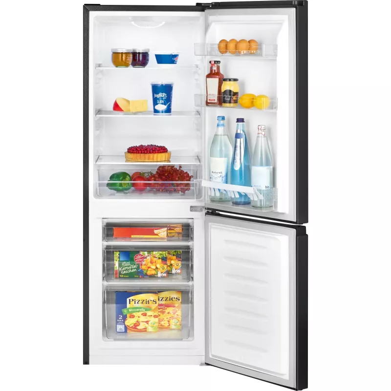 Frigorífico independiente BOMANN KG 320.2, 165 l volumen total (frigorífico 122 l, congelador 43 l), negro, clase energética E, 143 cm