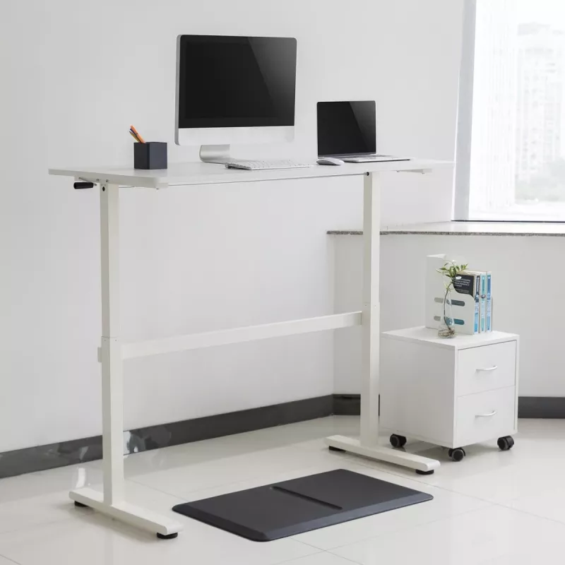 Escritorio Ergo Office regulable en altura manualmente, máx. 40 kg, altura máx. 117 cm, con tablero para trabajar de pie y sentado, ER-401 W