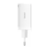 Cargador de pared Baseus GaN5 Pro 65W — USB + 2×USB-C (QC3.0, PD3.0) con cable USB-C de 1m, blanco