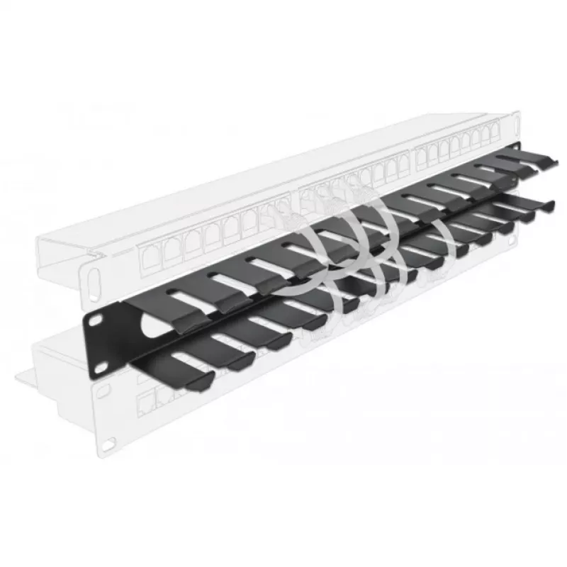 Panel de gestión de cables DeLOCK 19 pulgadas 66550 negro 1HE