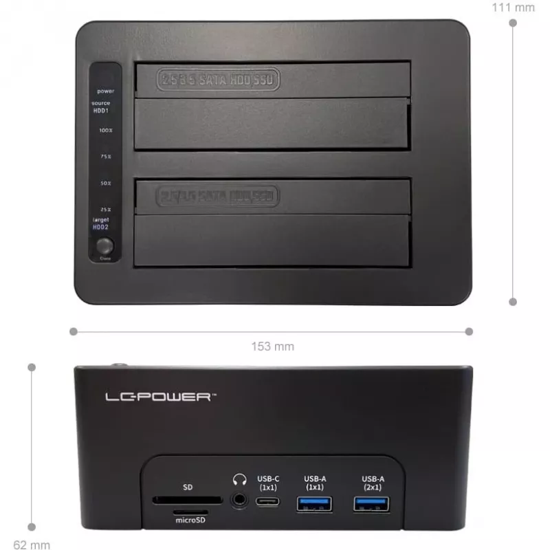 Base de acoplamiento LC-Power USB 3.2 Gen 2x1