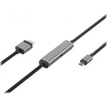 ALOGIC Ultra - Cable adaptador - 24 pin USB-C, USB-C (solo alimentación) a HDMI macho - 2,0m - apantallado - Gris espacial - Alimentación por USB (100 W), comp