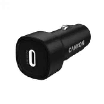 Cargador de coche CANYON OnDrive 30 PD 30W USB-C negro – fuente de alimentación USB-C para vehículos, 30W PD