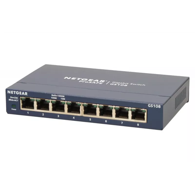 Switch no gestionado NETGEAR GS108GE, 8 puertos, Gigabit Ethernet, 16 Gbit/s