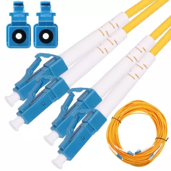 Cable de parcheo de fibra óptica Extralink EX.2862 LC–LC 0,5 m G.652D FTTH amarillo dúplex completo