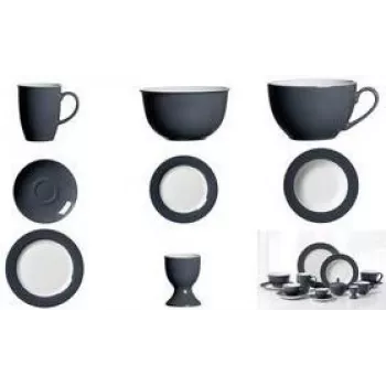 Plato de postre ritzenhoff & breker DOPPIO ANTHRAZIT 205 mm porcelana pack de 6