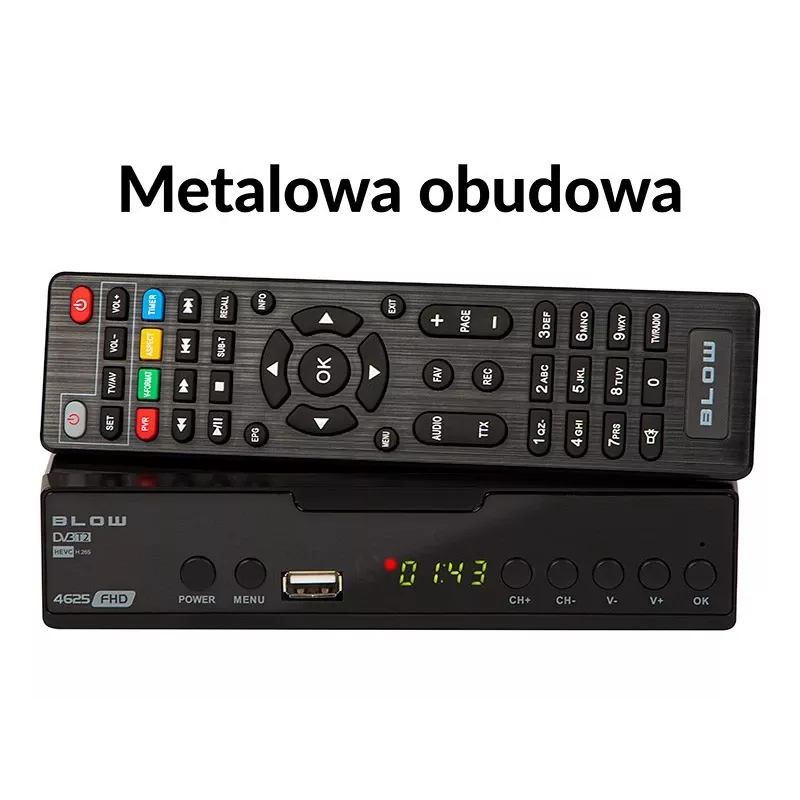 Sintonizador de TV digital BLOW 4625FHD DVB-T2 H.265 Receptor terrestre, HDMI, USB, SCART, Ethernet, S/PDIF