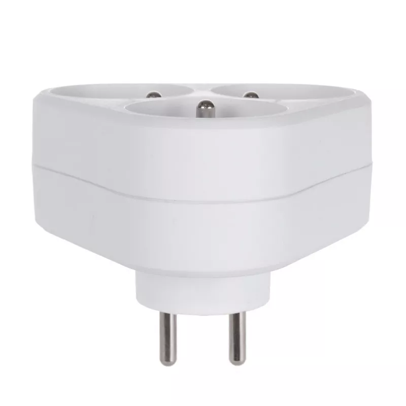 Adaptador de viaje tipo E (FR) a tipo F blanco Maclean MCE214