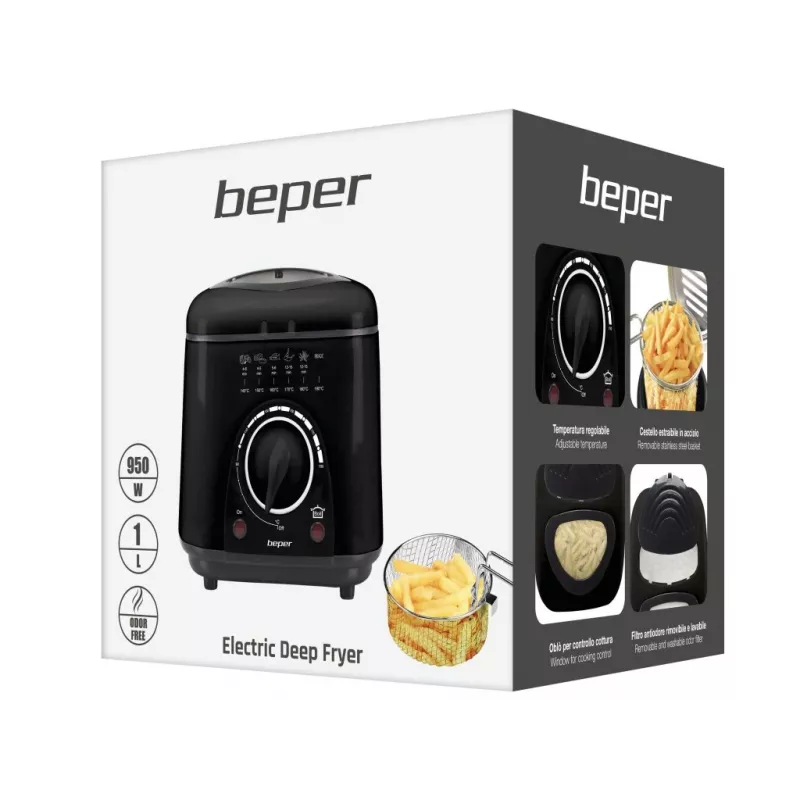 Freidora eléctrica Beper P101FRI100, 1000 W de potencia, 2 L de capacidad