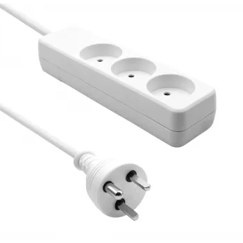 Regleta de enchufes ProXtend K3-KIT05W — alargador de corriente de 3 tomas, cable de 5 m