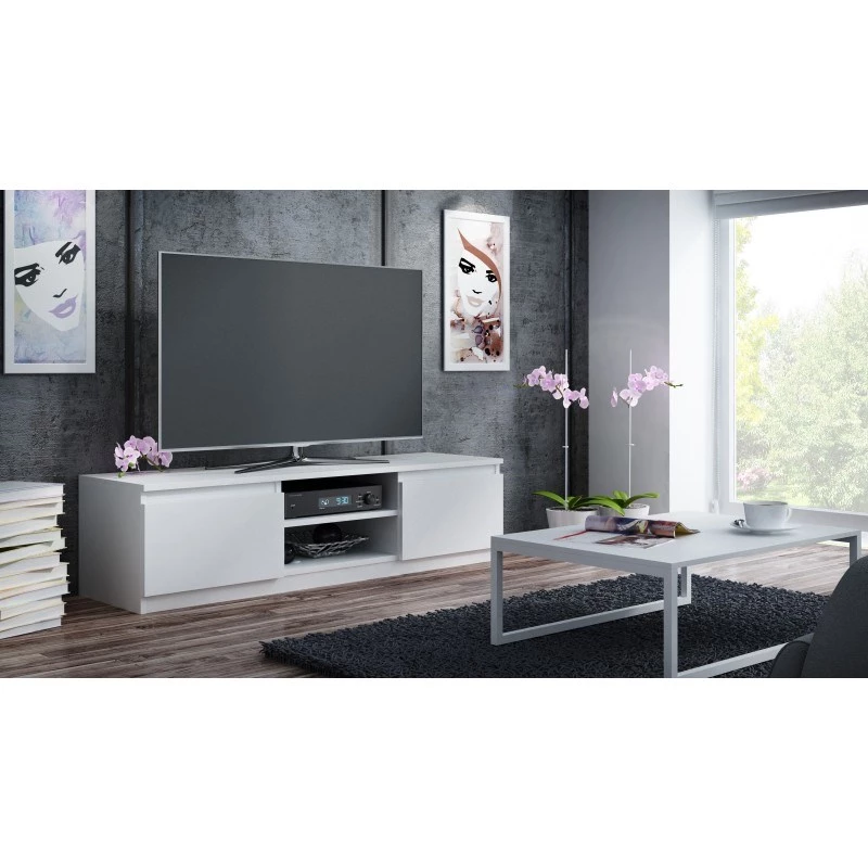 Mueble TV Topeshop RTV140 BIEL con 2 estantes