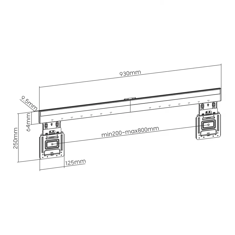 Sbox PLB-1948 soporte de pared fijo para TV, 43-100 pulgadas, hasta 75 kg, VESA 800x600
