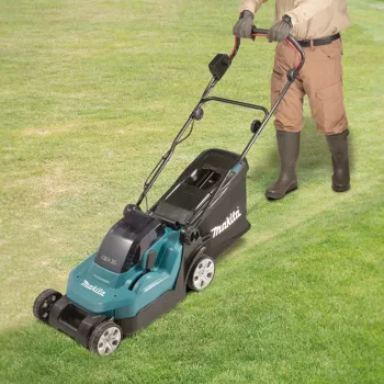 Makita DLM382PM2 - Cortacésped - A batería - 18 V - 4 Ah - 2 baterías - 3700 1/min - 38 cm - 16,9 kg