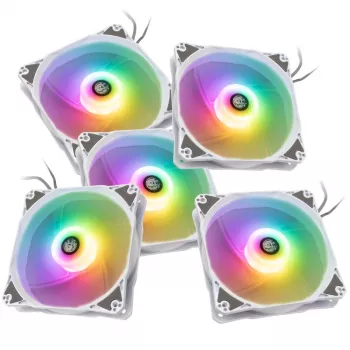 Pack de ventiladores de caja PWM de 120mm BitsPower Notos RGB — blanco, pack de 5 (BPTA-FX1812NTWH-5)