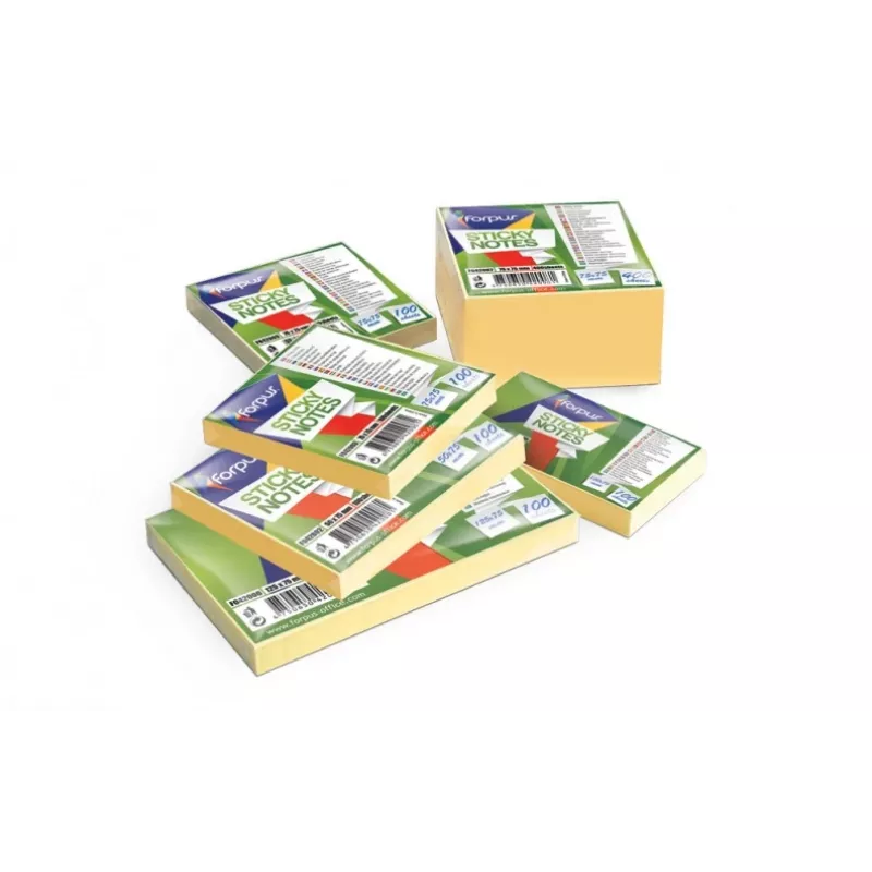 Notas adhesivas Forpus, 75x75 mm, amarillo, cubo (1x400) 0717-116