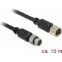 Delock Cable alargador M8 para sensores/actuadores, 6 pines macho a hembra, impermeable, 10 m