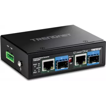 Convertidor de medios de red TRENDnet TI-BF22SFP 1GbE con 2 puertos RJ-45 y 2 ranuras SFP