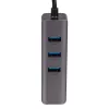 Akyga AK-AD-66 Hub USB-C con 3x USB 3.0 y Gigabit Ethernet, 15 cm, negro