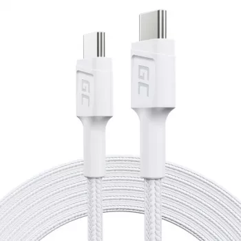 Cable USB-C a USB-C Green Cell KABGC29W 2 m, USB 3.2 Gen 1, 60 W PD, TPE trenzado, blanco