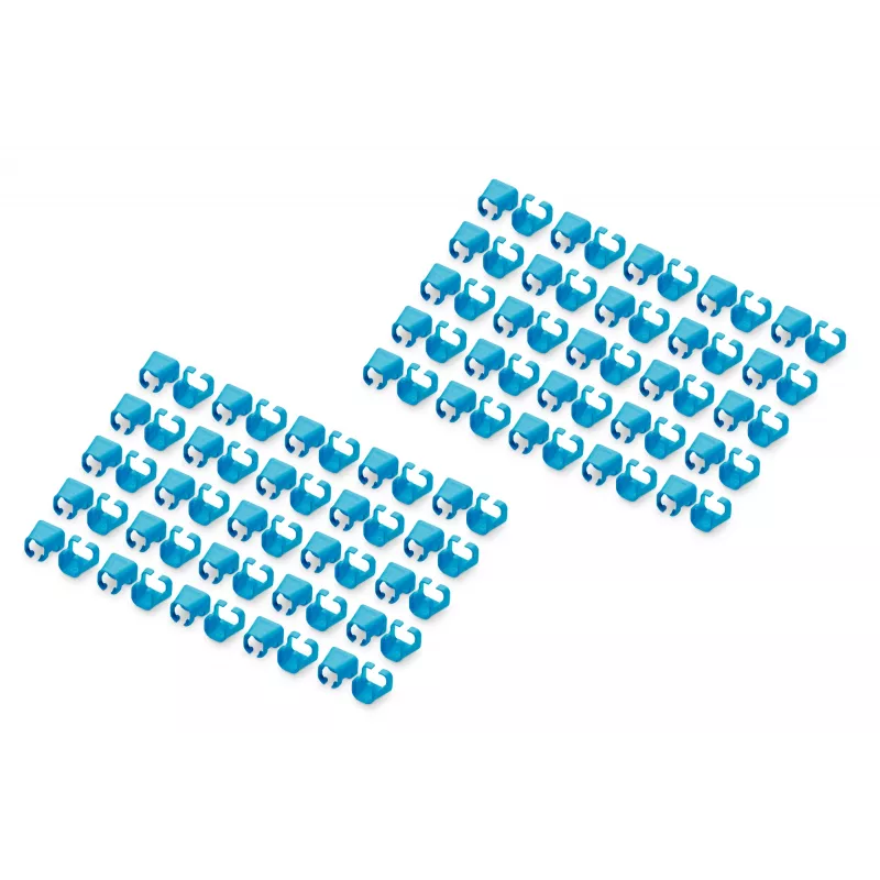 DIGITUS - Clips para cables con codificación por colores - para cables de parcheo - azul (paquete de 100) (A-CC-B)