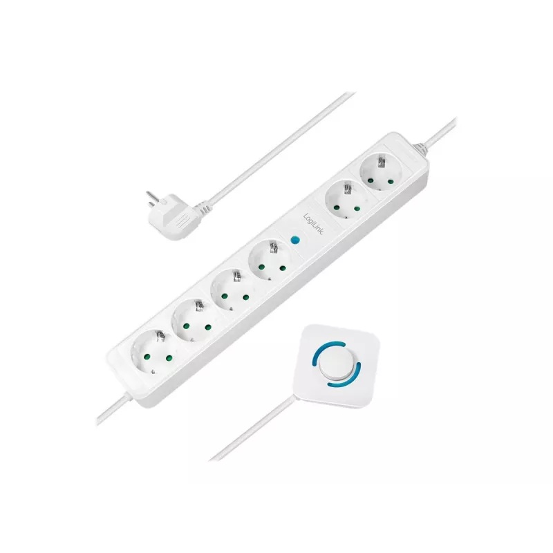 Extensión de alimentación LogiLink LPS271 1.5m 6 Tomas de CA Interior Blanco