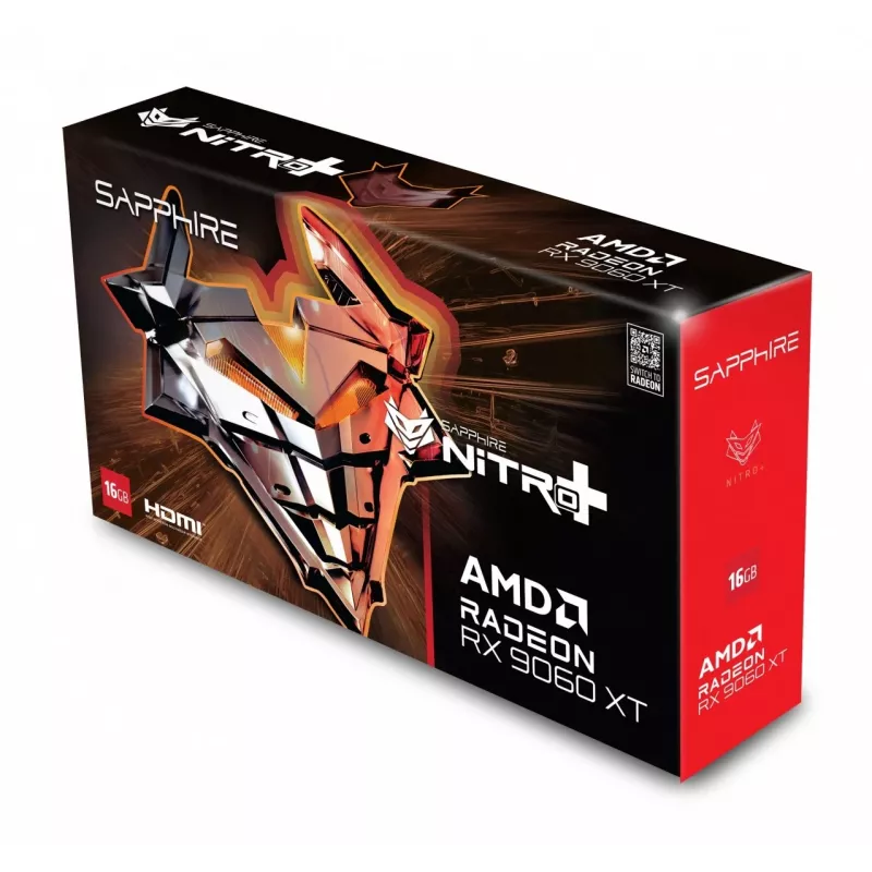 Tarjeta gráfica Sapphire NITRO+ Radeon RX 9060 XT — 16 GB GDDR6, 128-Bit, PCIe x16 5.0