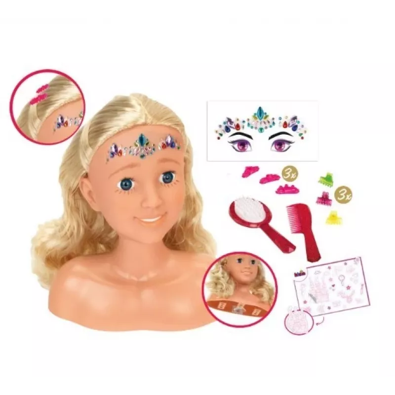 Cabeza de peinado y estilismo KLEIN Sara 5205 con rasgos realistas – accesorio de muñeca para practicar peinados