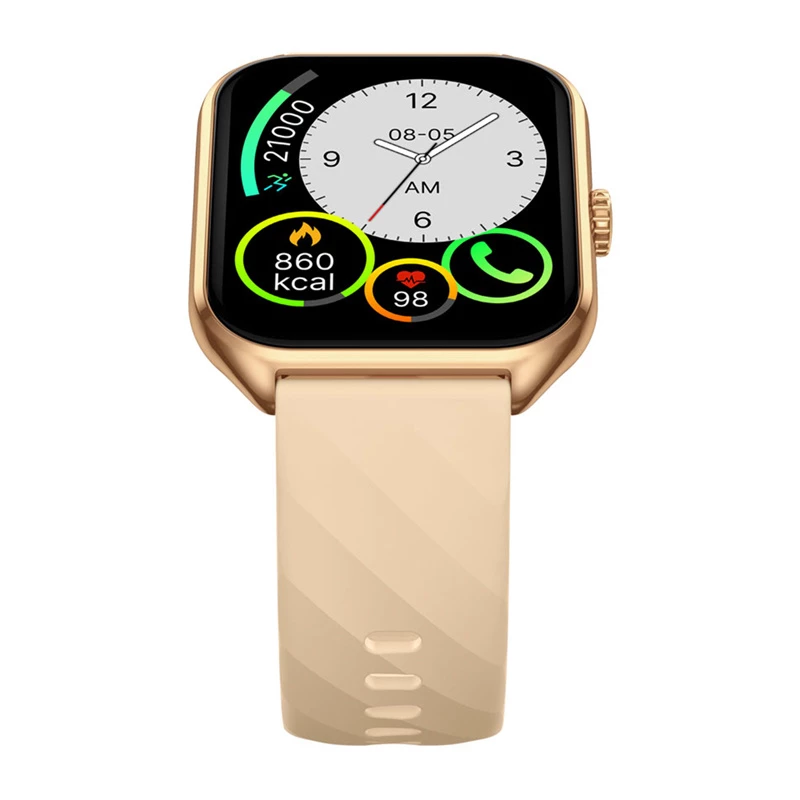 Smartwatch Zeblaze GTS 4 — 4,93 cm (1,94 inch) AMOLED 466×466 px, pantalla táctil, Wi‑Fi, caja de metal, correa de silicona beige