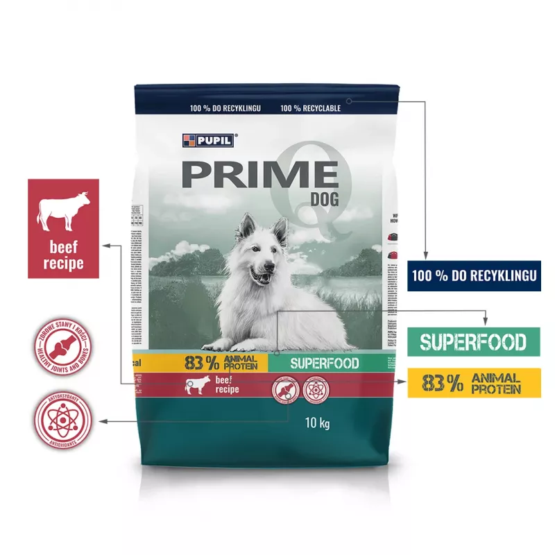 PUPIL Prime rico en ternera con verduras – Pienso seco para perros – 10 kg