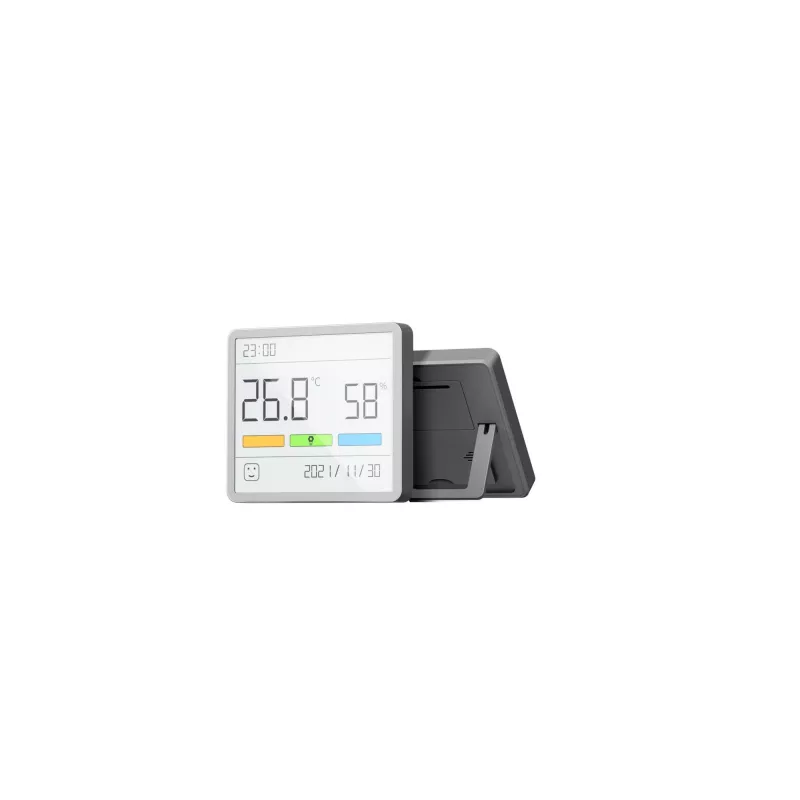 Higrómetro, termómetro y reloj combinados MOVA MTHM01 – unidad interior digital para medir la humedad relativa y la temperatura, compacta para escritorio, estantería o pared