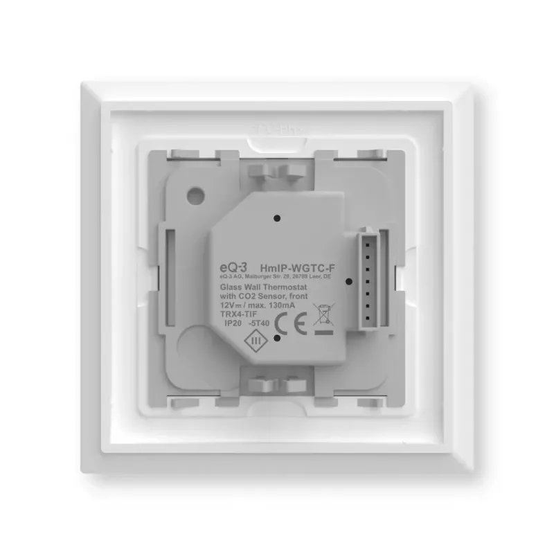 Termostato de pared de cristal Homematic IP 161333A0 con sensor de CO2, RF digital, 230 V, 54,5×54,5×29 mm