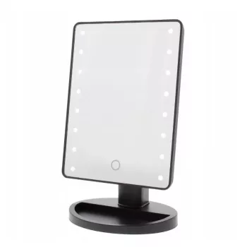 Extralink Espejo de maquillaje, negro con luz y soporte