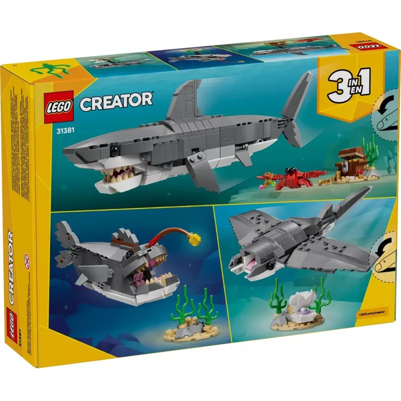 LEGO CREATOR 3 EN 1 31381 Tiburón aterrador con un cofre del tesoro