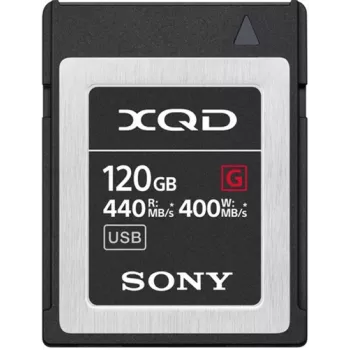 Sony QD-G120F 120 GB tarjeta de memoria XQD de alta velocidad, 120 GB, XQD, 440 MB/s, 400 MB/s, resistente al agua, resistente a la temperatura, negro