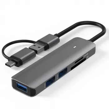 Adaptador USB 3.0 - 3 x USB 3.0, SD, TF